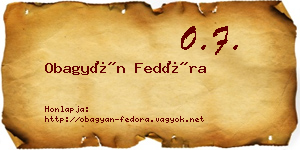 Obagyán Fedóra névjegykártya